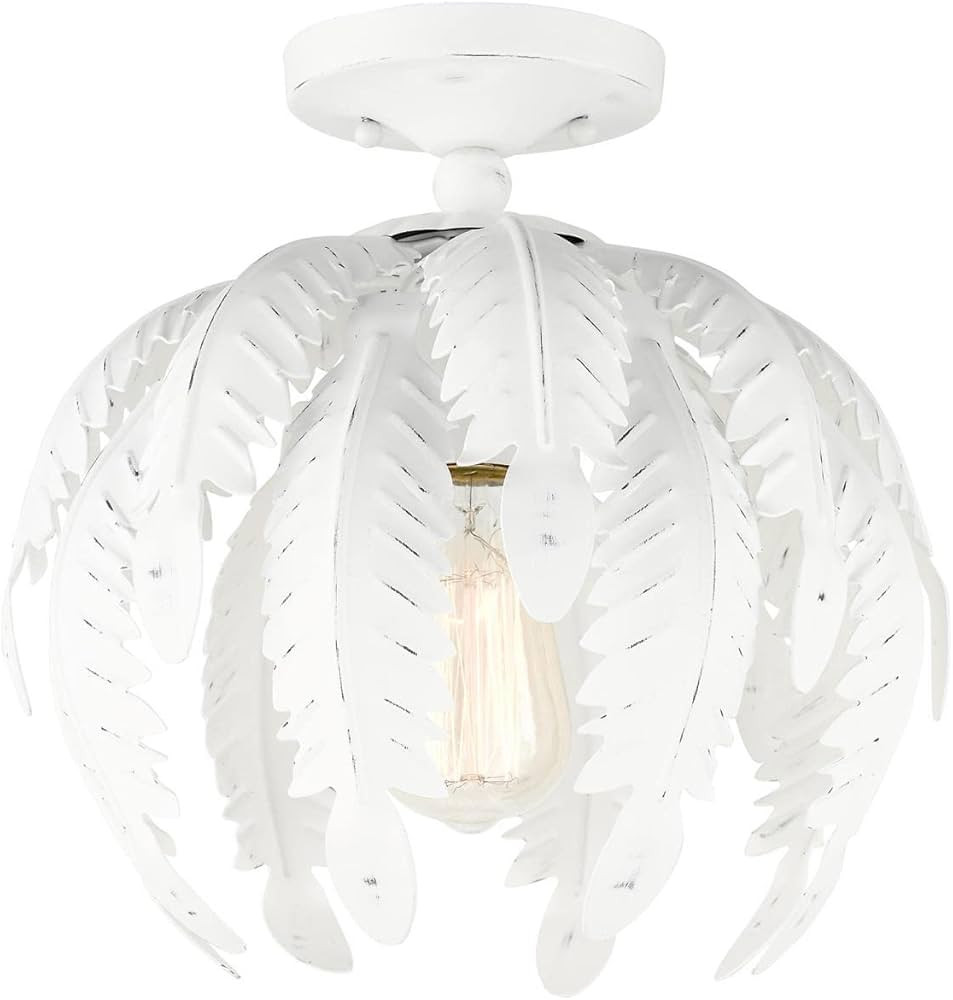 Livex Lighting Acanthus 1 Light Antique White Semi-Flush, 12.63 x 12.63 x 11.5 | Amazon (US)