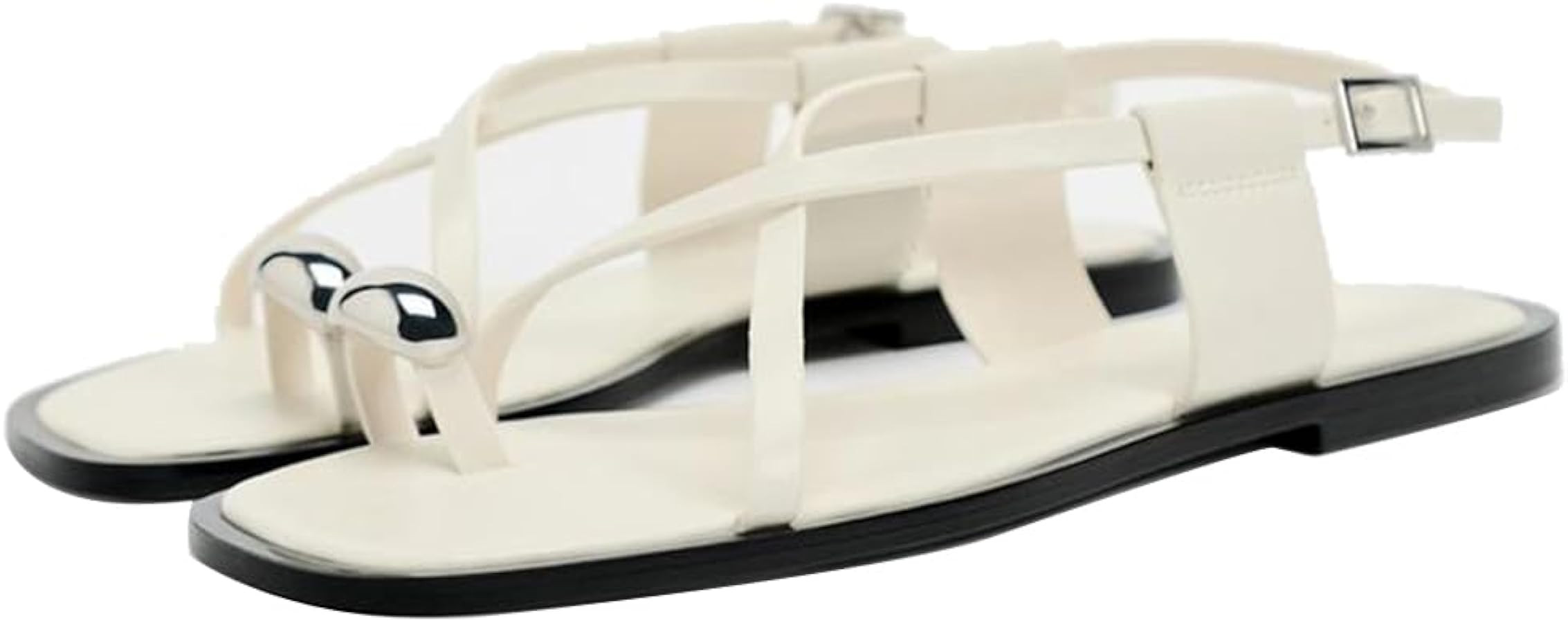 YIYA Women's Gladiator Flat Strappy Sandals Open Square Toe Flat Low Heels Ankle Strap Summer Dre... | Amazon (US)