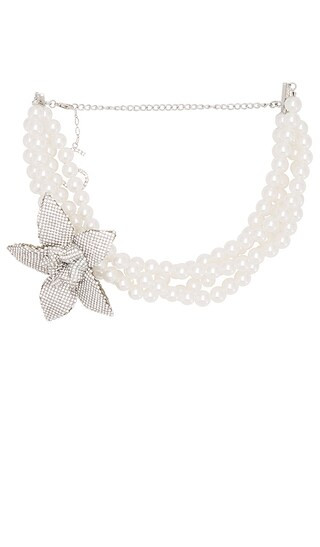 Pearl Choker With Flower in Silver Flower | Revolve Clothing (Global)