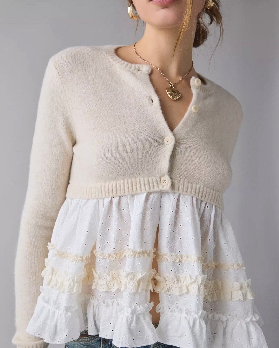 Sweater of the day: Ruffle Lace Peplum Cardigan #urbanoutfitters #cardigans #wintersweaters #sweateroftheday #over40style

#LTKFindsUnder100 #LTKSeasonal #LTKOver40