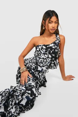 Dresses | Chiffon Printed One Shoulder Maxi Dress | boohoo | Boohoo.com (UK & IE)