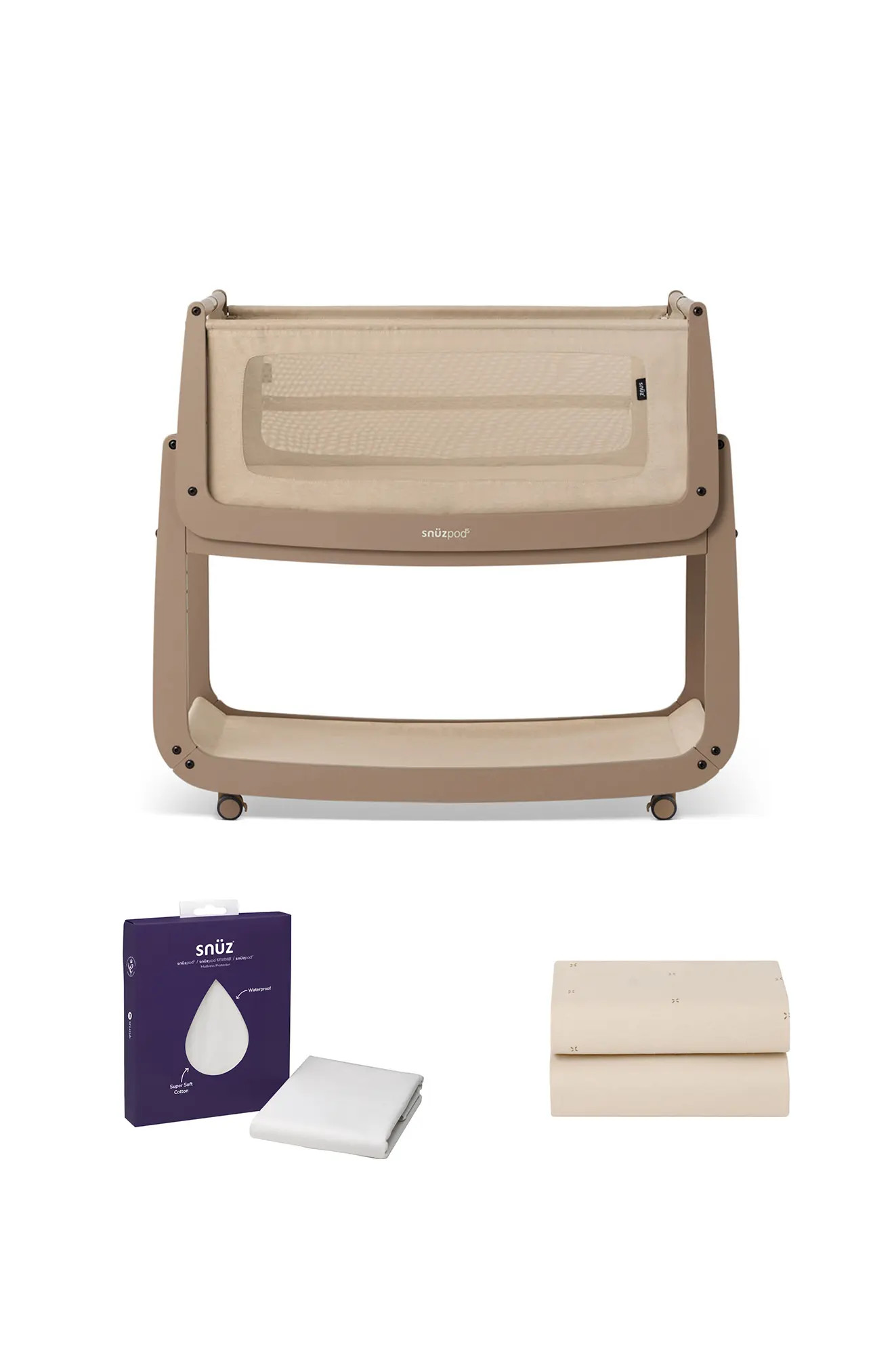The SnüzPod5 Bedside Bassinet & SnüzPod5 Waterproof Mattress Protector Bundle in Mocha at Nordstrom | Nordstrom