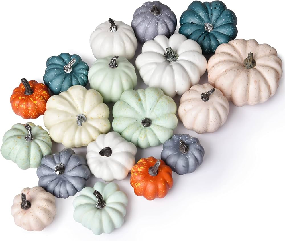 DearHouse 18Pcs Fall Artificial Pumpkins Harvest Frosted Pumpkins White Foam Faux Pumpkins for Fa... | Amazon (US)