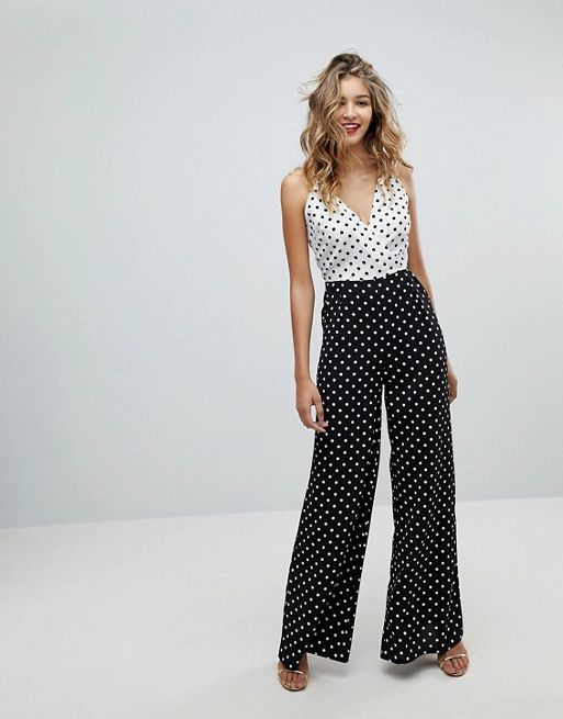 Missguided Mixed Strap Polka Dot Jumpsuit | ASOS US
