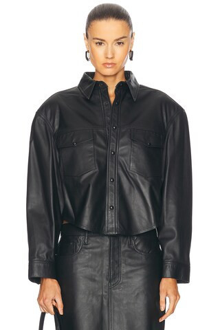 WARDROBE.NYC Leather Shirt Jacket in Black - Black. Size L (also in M, S, XL). | FWRD 