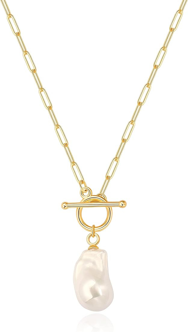 Aobei Pearl 18K Gold Moon Star Lion Evil Eye Pendant Necklace Medallion Paperclip Chian Choker La... | Amazon (US)