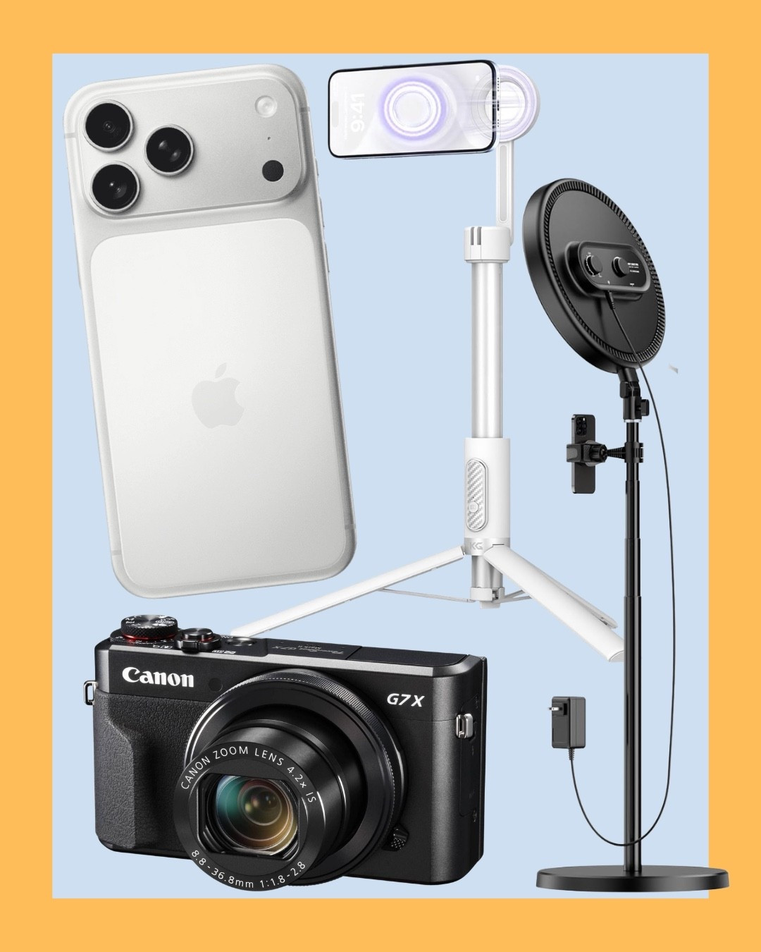 Q: What camera do you use? Your photos always look so good!!
A: The g7x really is *that girl* + my iPhone 17 pro.  Plus my fave content creator tools - tripod & light 📸

#LTKdayinmylife #LTKHome