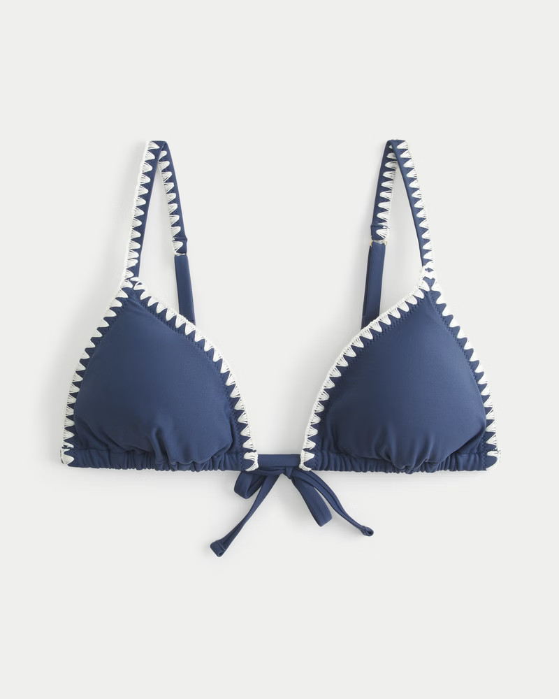 Women's Embroidered Stitch Triangle Bikini Top | Women's Swimwear | HollisterCo.com | Hollister (US)