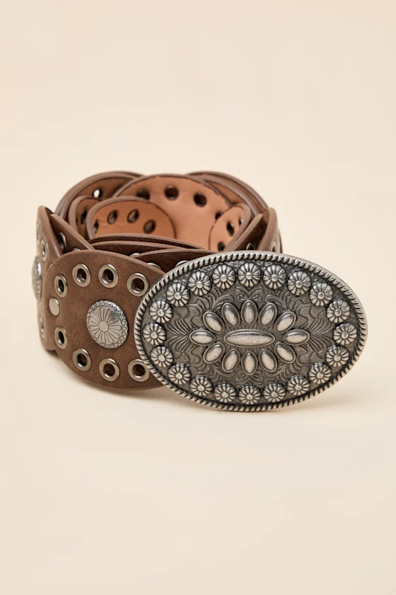Zella Brown Chunky Concho Belt | Lulus