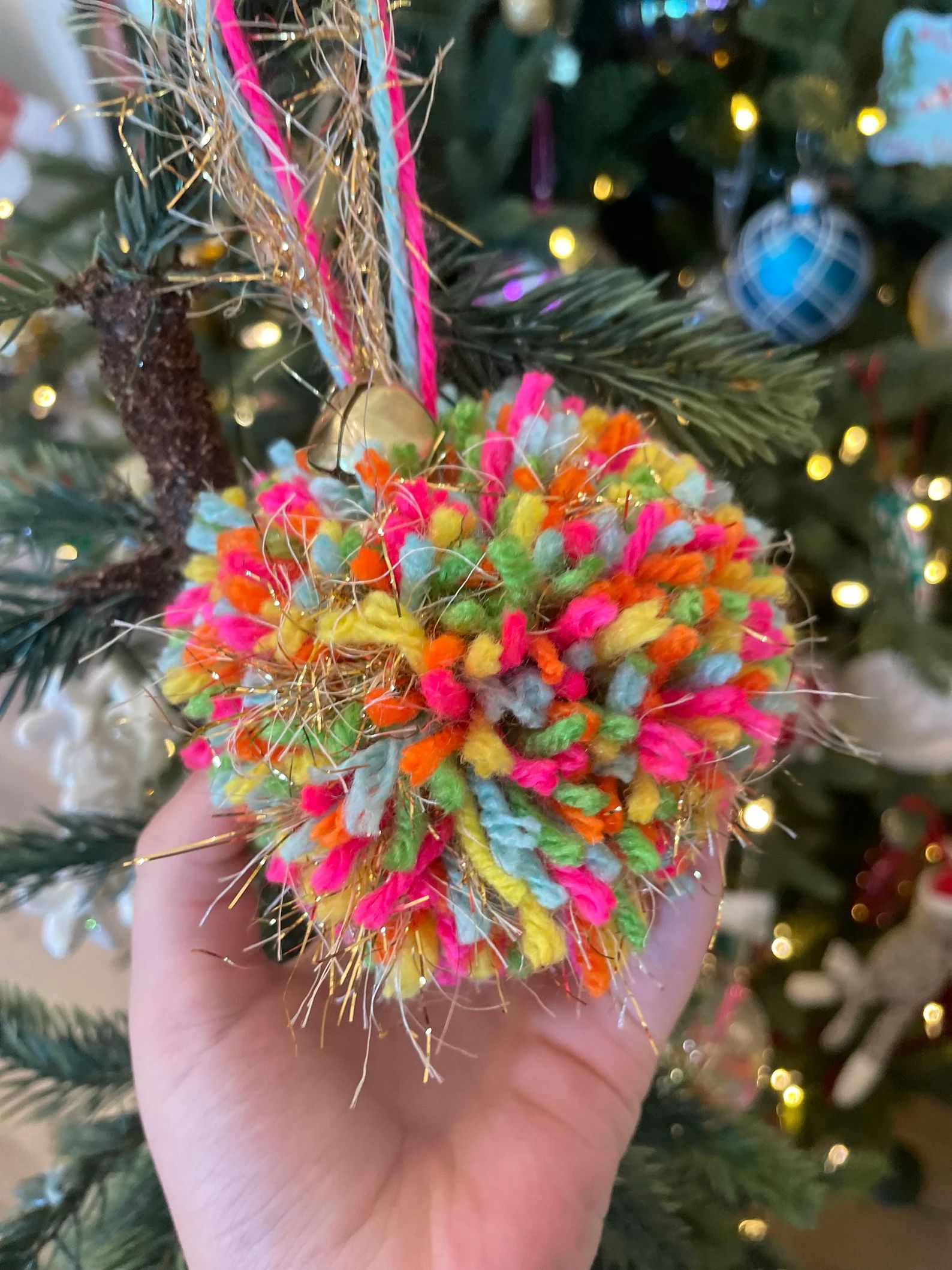 Sprinkle Party Colorful Pom Pom Christmas Ornament - Etsy | Etsy (US)