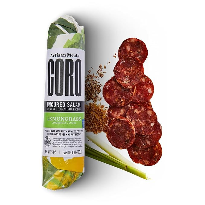 Coro Uncured Lemongrass Artisan Salami Stick – 5oz | Lemongrass & Warm Cumin | Perfect for Char... | Amazon (US)