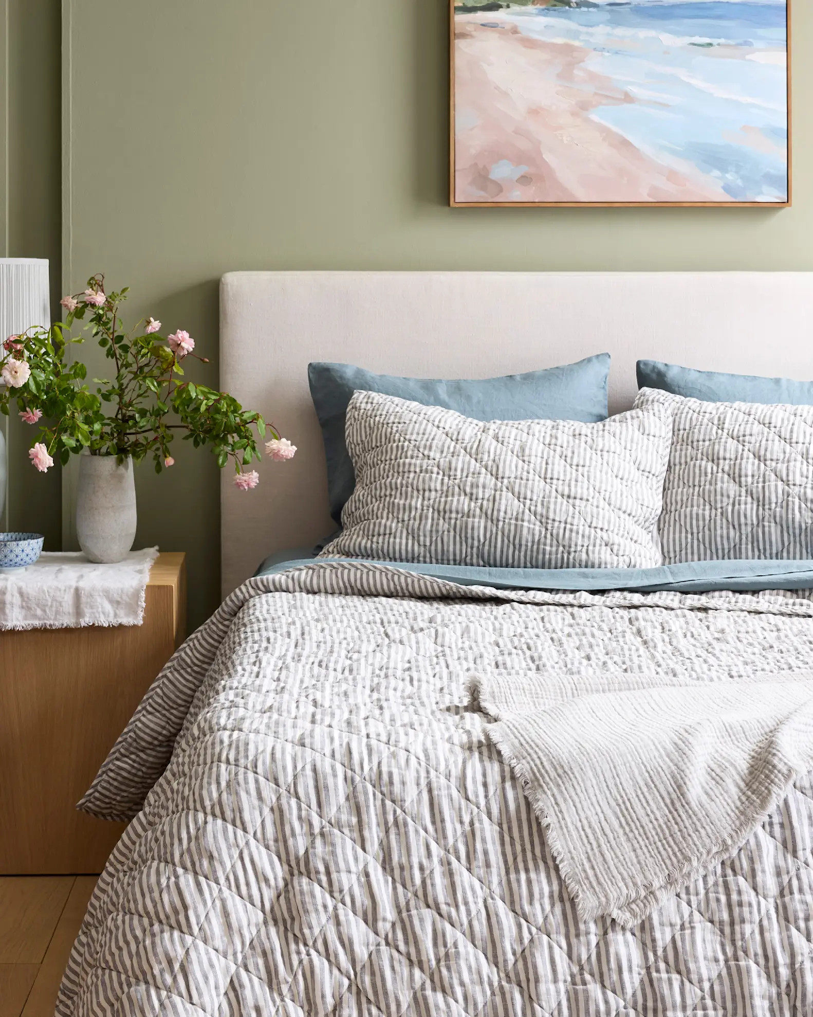 European Linen Striped Quilt Set | Quince