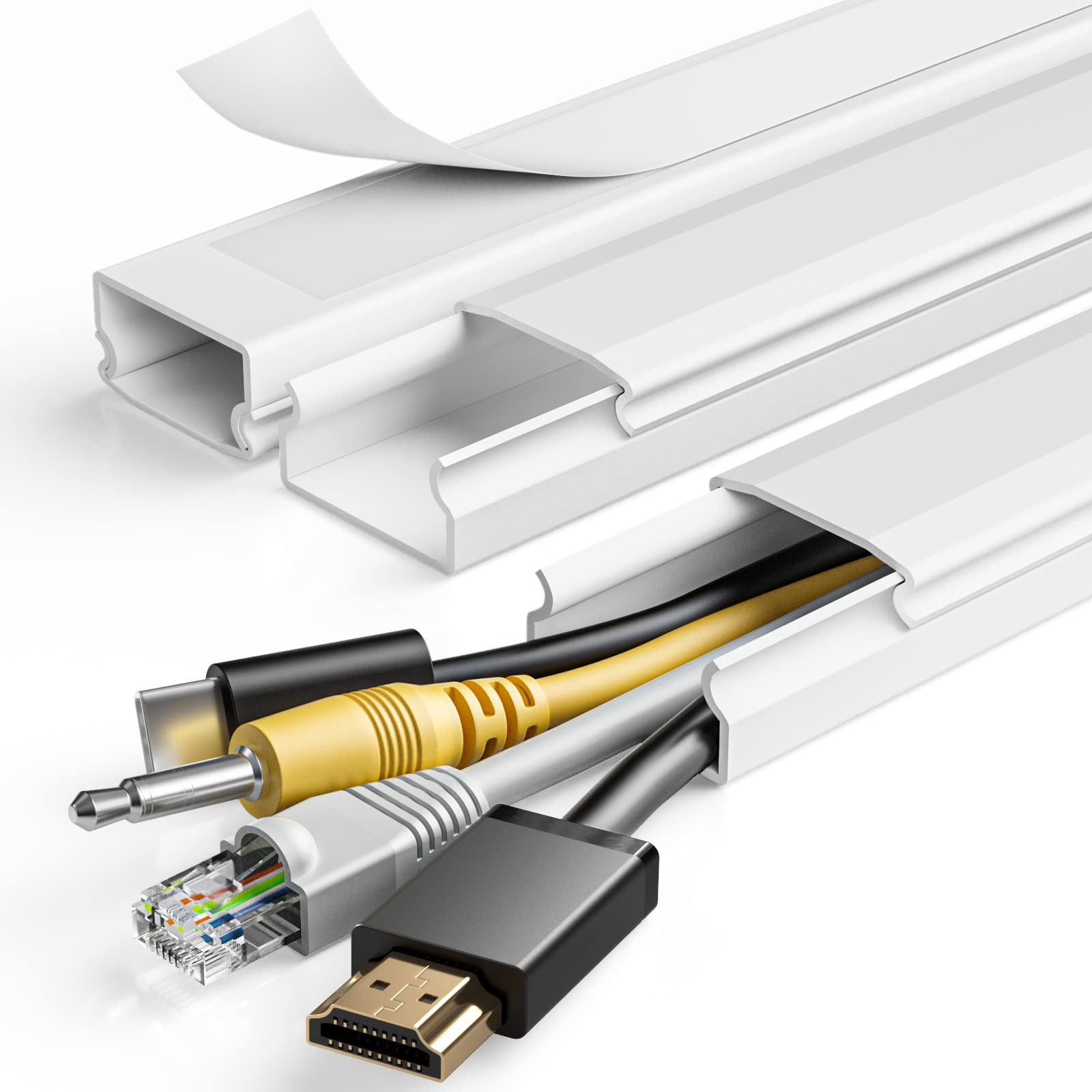 Yecaye TV Cord Hider, 47In Cord Cover, Large Cable Hider, Wire Covers for 4 Cords, Cable Raceway ... | Amazon (US)