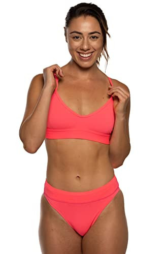 JOLYN Zoe Athletic Cheeky Bikini Swimsuit Bottom, Slim Coverage - Women's Sport Bathing Suit Bottom, Bikini Bottom for Competitive Swimming, Water Polo, Lifeguarding, Paddling, Hot Pink, Small | Amazon (US)