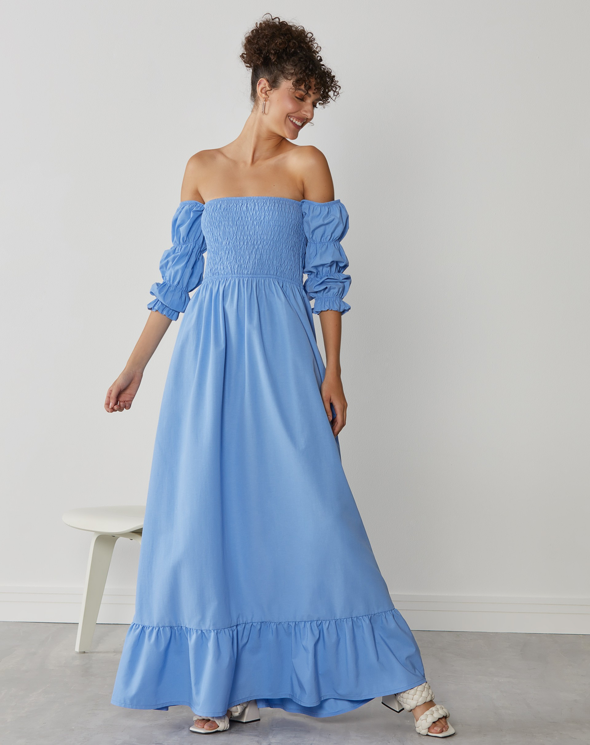 VESTIDO LONGO OMBRO A OMBRO COM LASTEX | Amaro (BR)