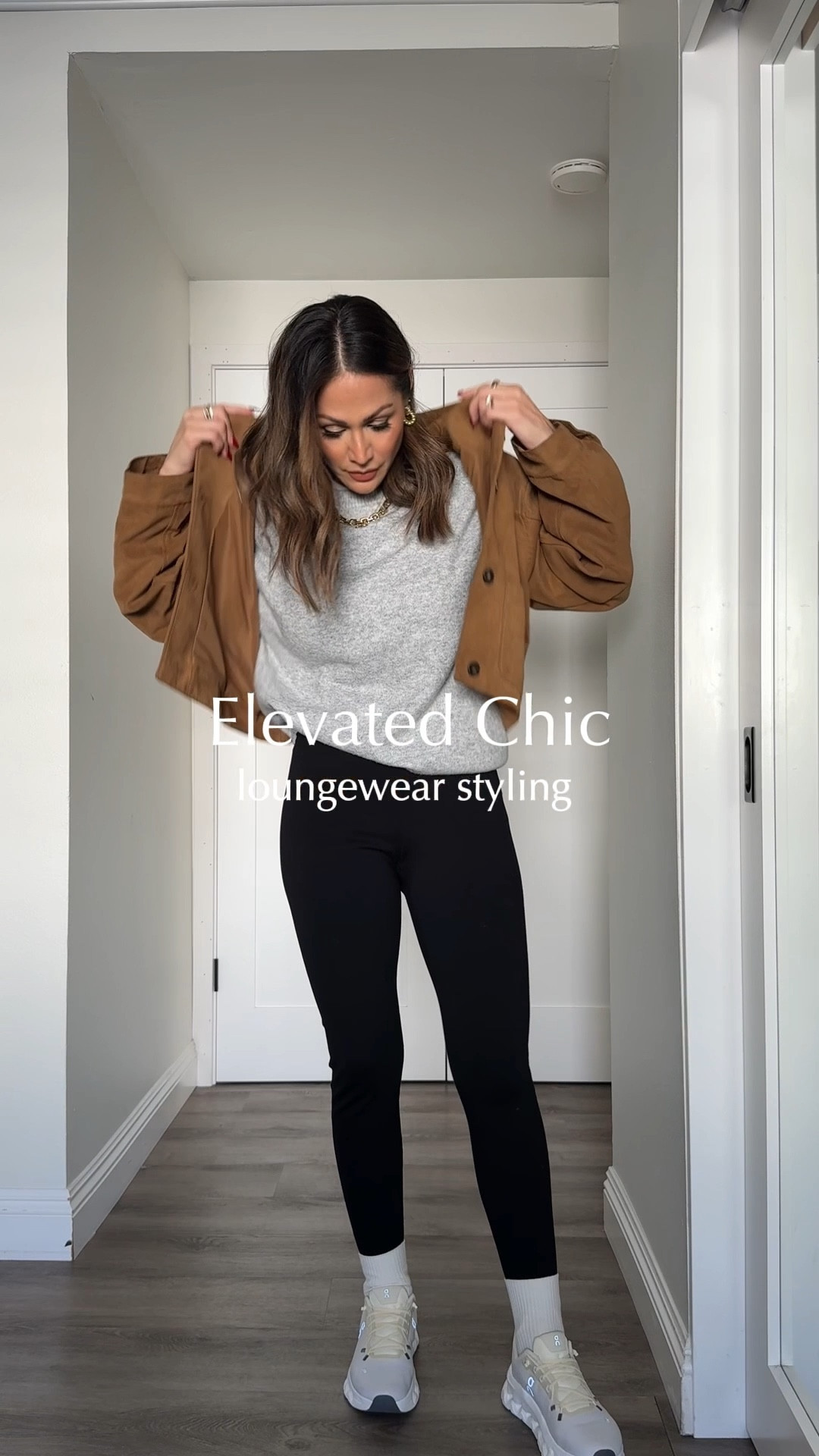 Lou fewest but make it chic + polished 🤌🏻🤎
Wearing small in these butter soft leggings .  Jacket + crewneck is medium for an oversized fit 
I’m
5’4”/130

#LTKU #LTKgrwm #LTKootd