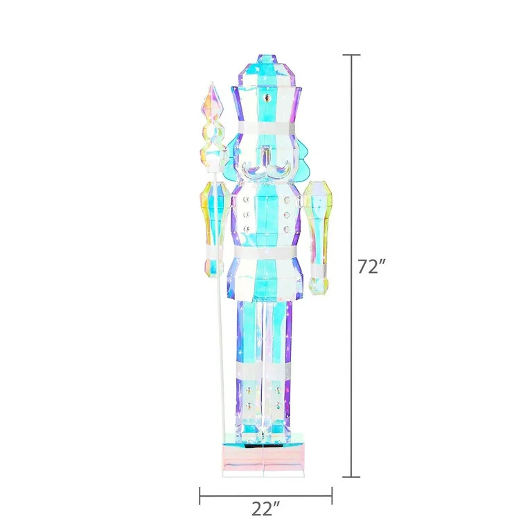 Light-Up Prismatic Nutcracker Indoor/Outdoor Christmas Decoration, Iridescent, 6ft | Walmart (US)
