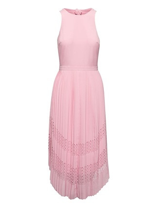 Banana Republic Womens Laser-Cut Curved-Hem Midi Dress Pink Cloud Size 0 | Banana Republic US