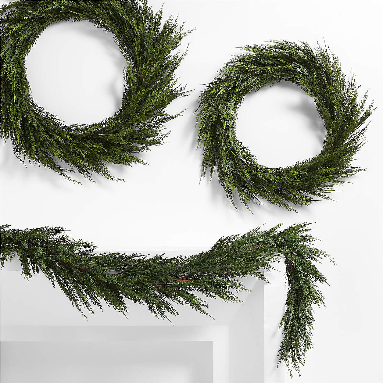 Faux Cypress Real Touch Christmas Garland 6' + Reviews | Crate & Barrel | Crate & Barrel