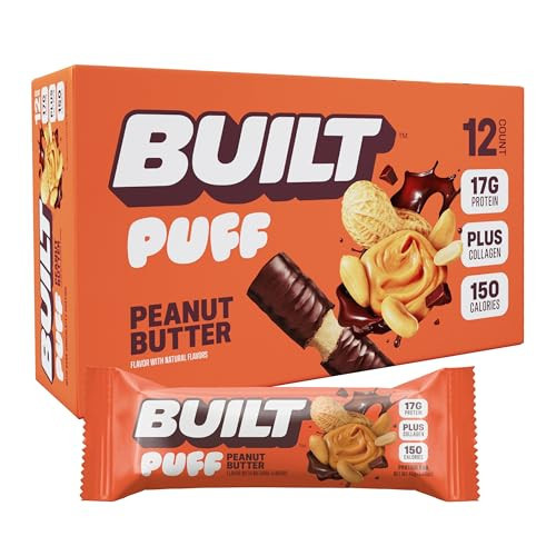 Built Bar, Puff Protein Bars, Peanut Butter Puff, 17g Protein Snacks, On-The-Go Bars, Only 150 Calories, 6g Sugar, Collagen, Gluten Free, 12 Count | Amazon (US)
