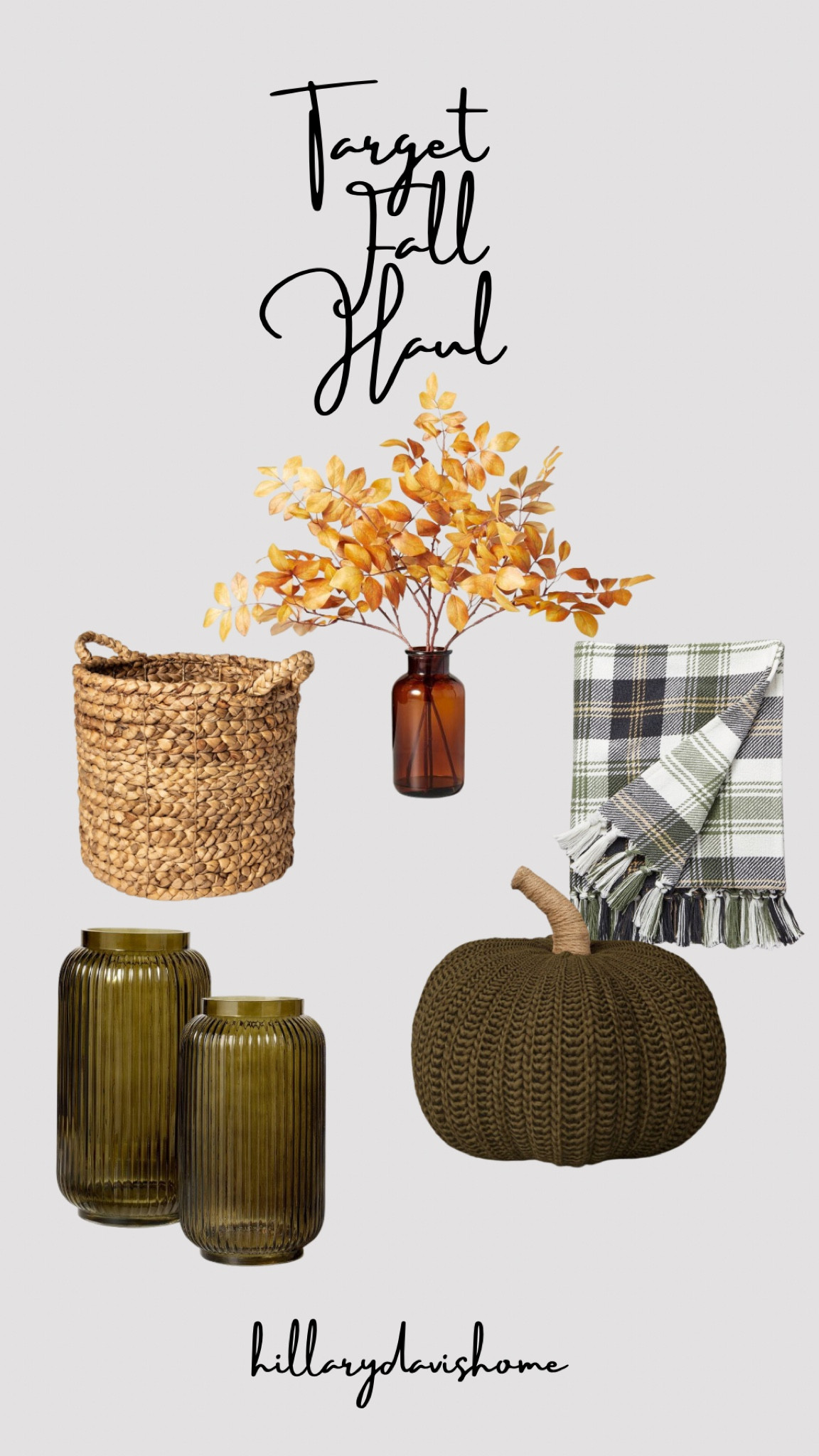 Some recent fall finds at target!🍂

I picked up this floral arrangement today in this amber vase and it is absolutely beautiful! I ordered the green pumpkin pillow since my store was out of stock, but  I have the ivory color already and it is gorgeous so had to get the green! The plaid green throw and the fluted green vases are such a pretty color for the season. They are great quality and beautiful by themselves or with added florals! I was lucky to find these baskets in store as they are out of stock, but they are gorgeous and affordable if you can find 😍🍂

Target fall finds | Seagrass baskets | ribbed glass jug vase | hearth and hand with magnolia | fall collection | green knit pumpkin pillow | faux golden ash leaf arrangement | plaid woven throw blanket 

#LTKFind #LTKunder100 #LTKSeasonal