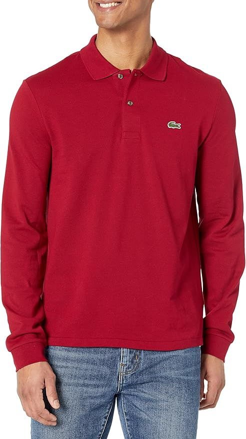 Lacoste Mens Classic Long Sleeve Pique Polo Shirt | Amazon (US)