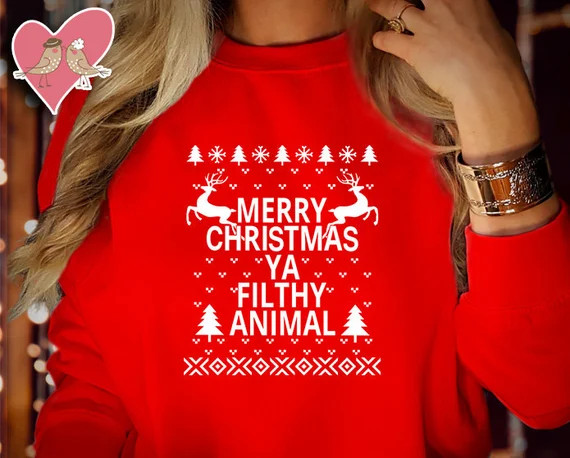 YA FILTHY ANIMAL Merry Christmas sweatshirt Jumper  Unisex Kids  Sweater Sweatshirts Gift in the ... | Etsy (US)