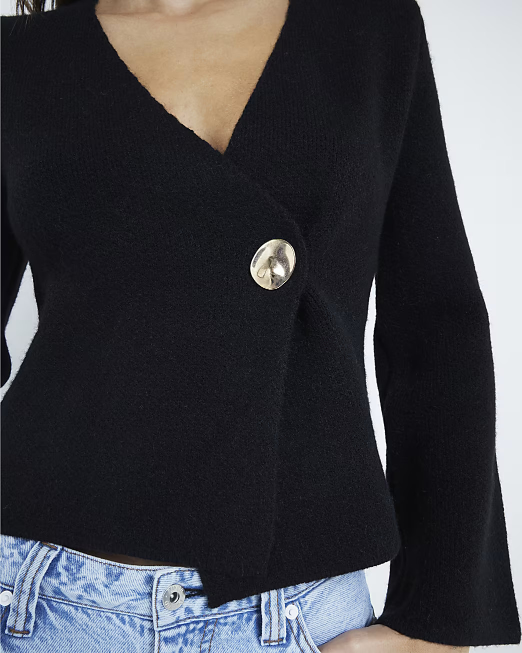 Black Asymmetric Button Up Cardigan | River Island UK & IE