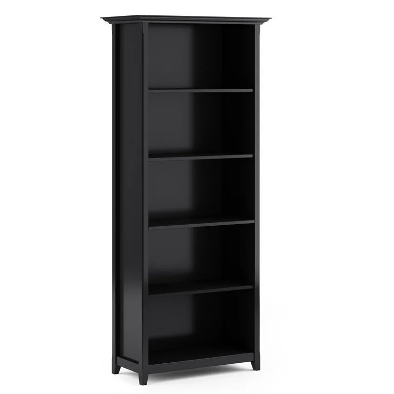 Simpli Home Amherst Solid Wood 70" Tall 5-Shelf Bookcase in Black | Walmart (US)