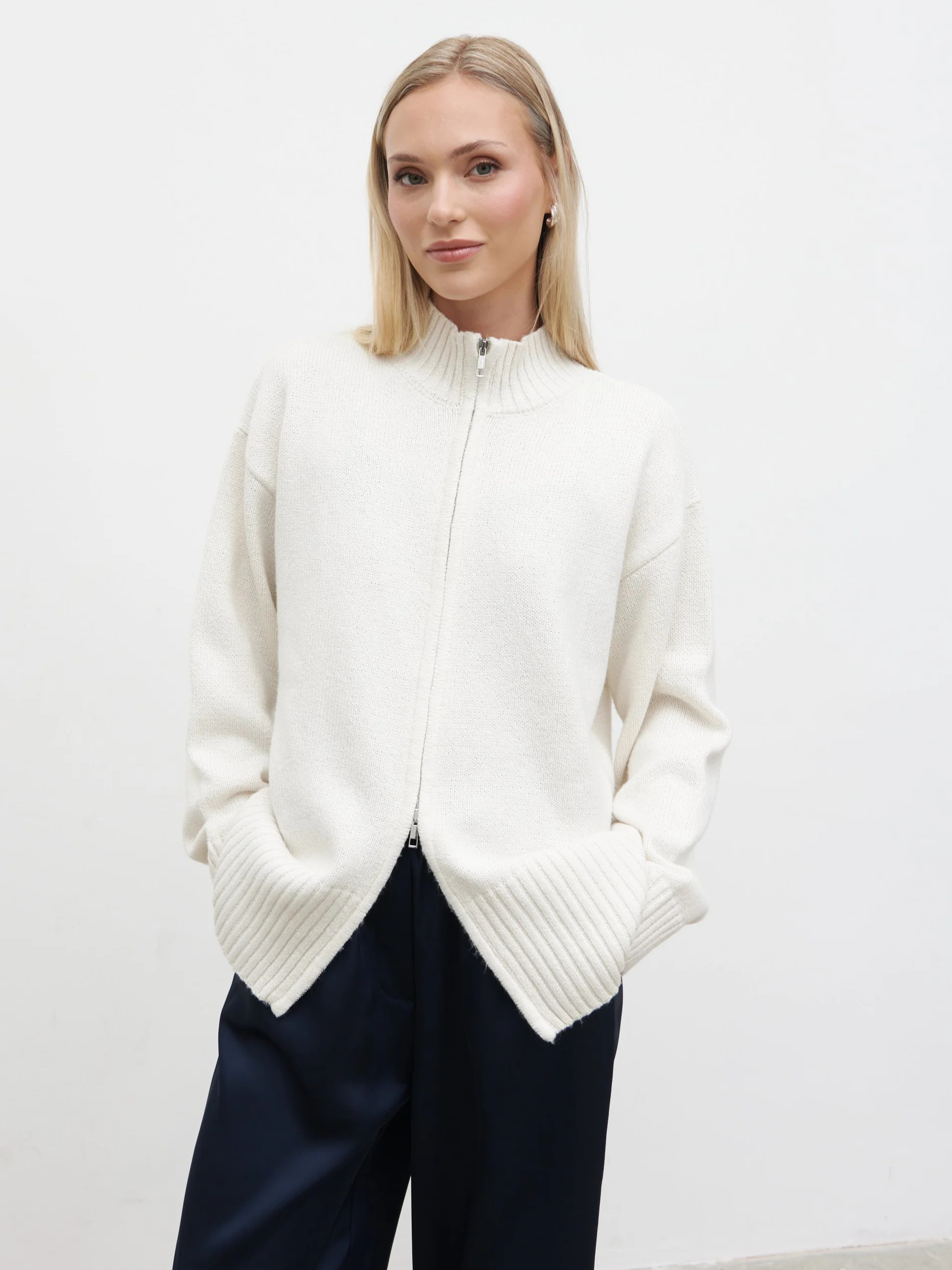 Claudia Double Ended Zip Knit Cardigan | Pretty Lavish (UK)
