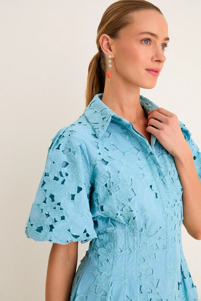 Cameo Blue Eyelet Mini Delaney Dress | Tuckernuck (US)