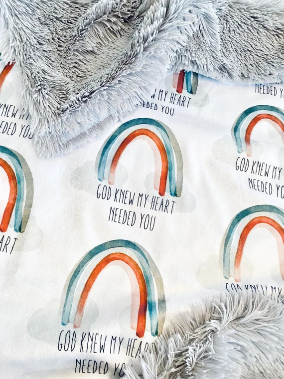 God Knew My Heart Needed You-Baby Blanket-Rainbow Baby-Minky Blanket-Baby Boy-Baby Girl-Gender Ne... | Etsy (US)