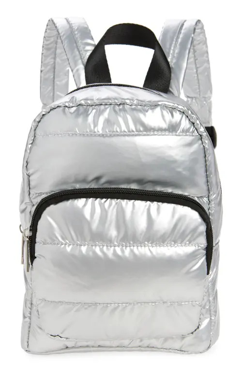 Ruby & Ry Kids' Quilted Metallic Backpack in Silver at Nordstrom | Nordstrom