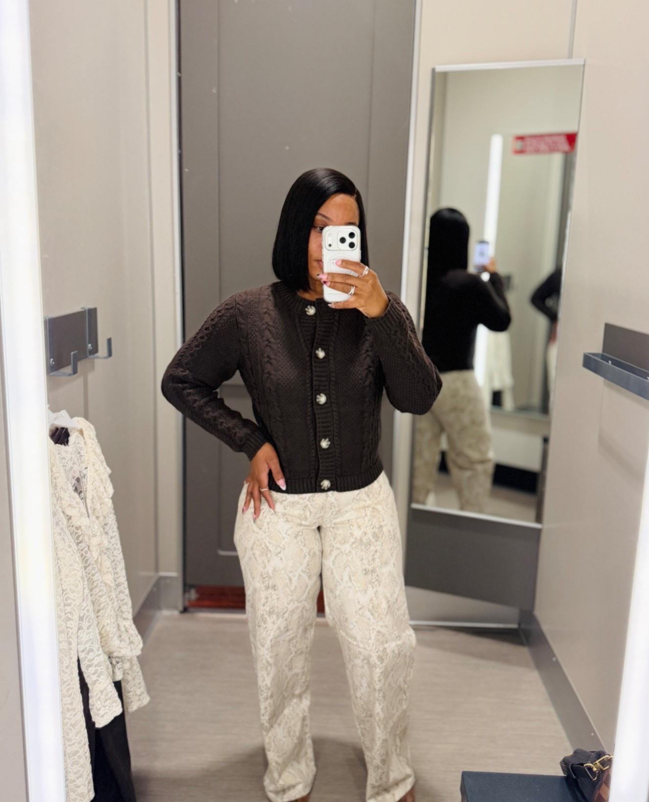 Wearing a size small in the top, has a good amount of weight to it but not heavy. The pants are a size 6, not a lot of stretch so I would size up for a more comfy feel if you have bigger thighs. 

#LTKSaleAlert #LTKSeasonal #LTKFindsUnder50