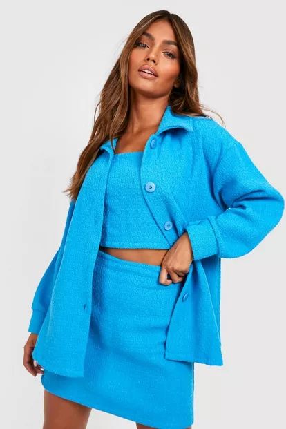 Boucle Relaxed Fit Longline Shacket | Boohoo.com (US & CA)