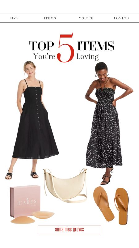 Five items you’re loving this week! Convertible crossbody bag, thin strap sandals, button up midi dress, maxi sundress, and cakes covers. 

#LTKStyleTip #LTKOver40