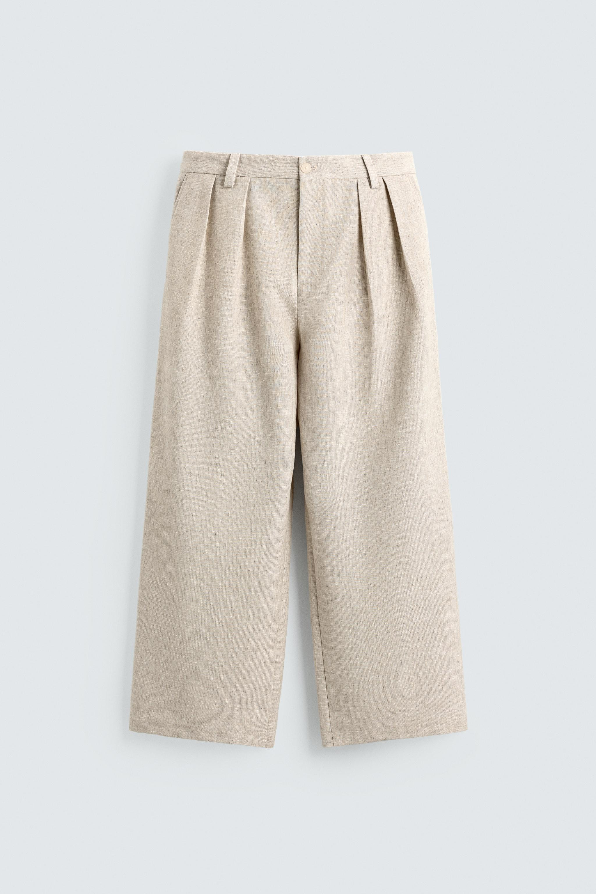 RELAXED FIT PLEATED TROUSERS | Zara UK