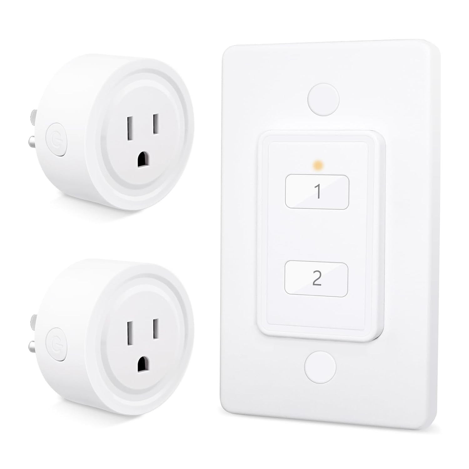 LoraTap Mini Wireless Remote Control Outlet Plug Adapter (2 Pack) with Remote, 2 Channel Wall Switch, 656ft Control Range for Indoor Lamps and Home Appliances, No Hub Required, 10A/1100W, White | Amazon (US)