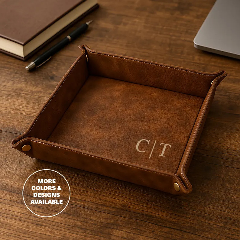 Personalized Leather Valet Tray for Men | Custom EDC Catch All Tray | Etsy (Global)
