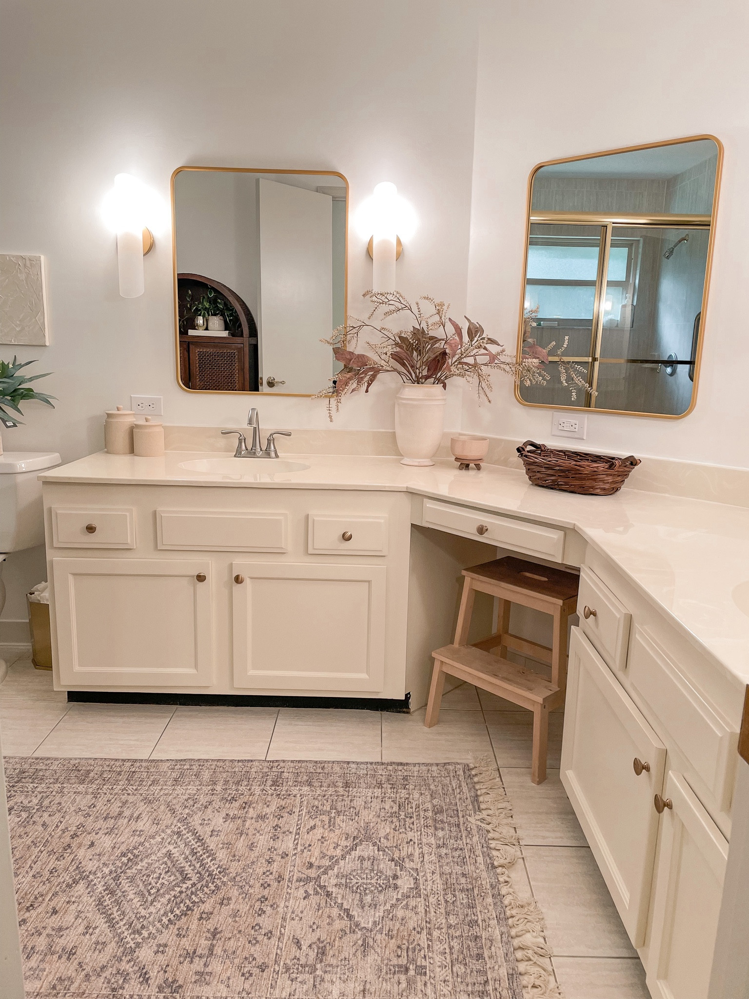 Neutral and gold master bathroom. Target home. Target bathroom. Amazon home. Amazon bathroom. Gold mirrors. Bathroom sconces. 

#LTKhome