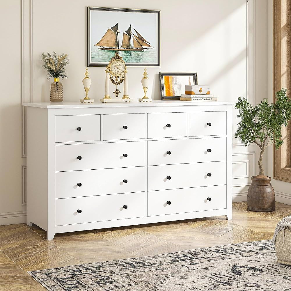 EnHomee White Dresser, Dresser for Bedroom with 10 Wood Drawers Dressers & Chests of Drawers with... | Amazon (US)