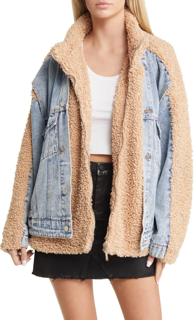 BLANKNYC Faux Shearling & Denim Trucker Jacket | Nordstrom | Nordstrom