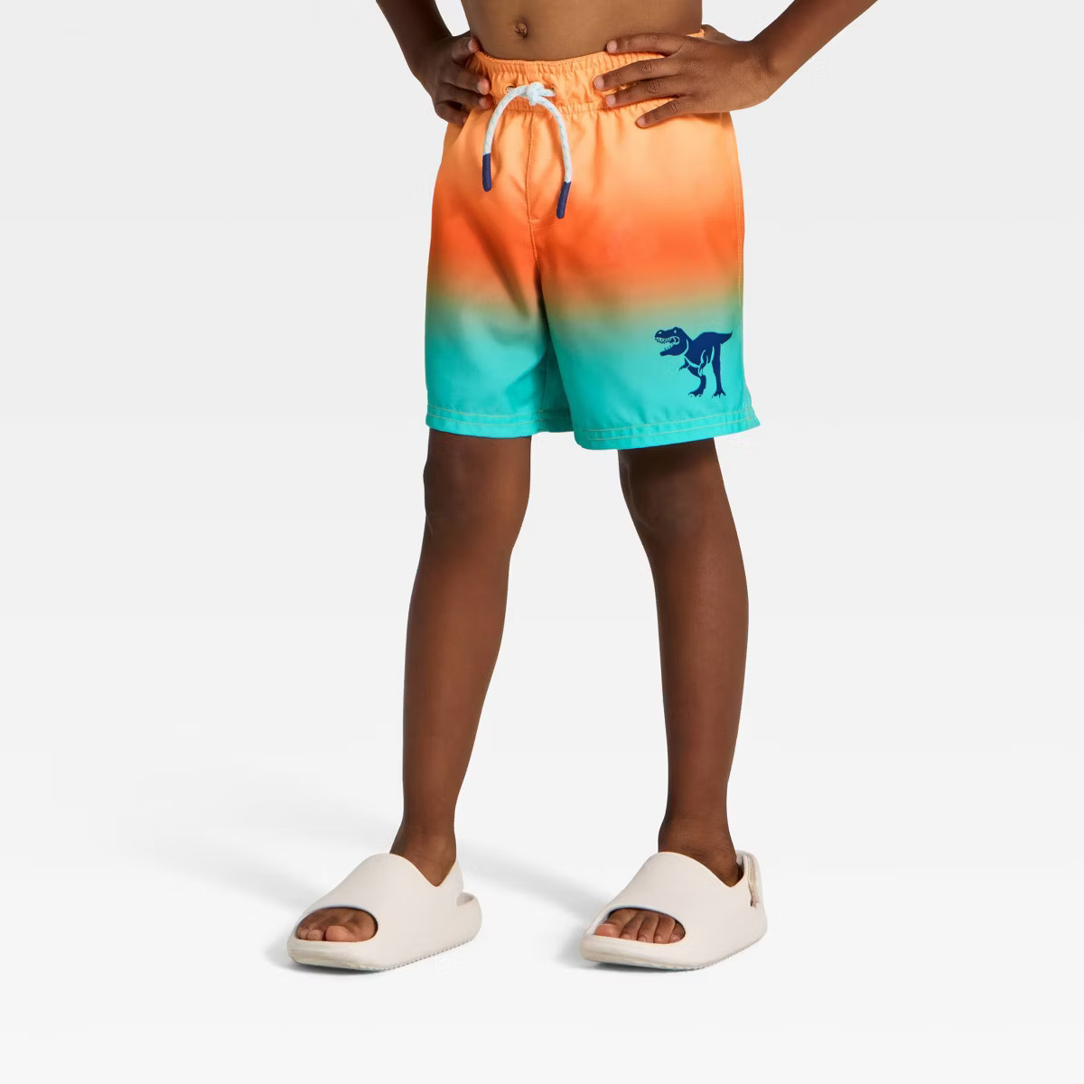 Toddler Boys' Ombre Dino Swim Trunks - Cat & Jack™ Bright Orange | Target