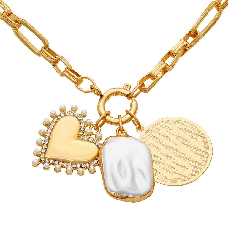 Time and Tru Women's Gold-Tone Interchangeable Love Theme Charms Necklace. - Walmart.com | Walmart (US)