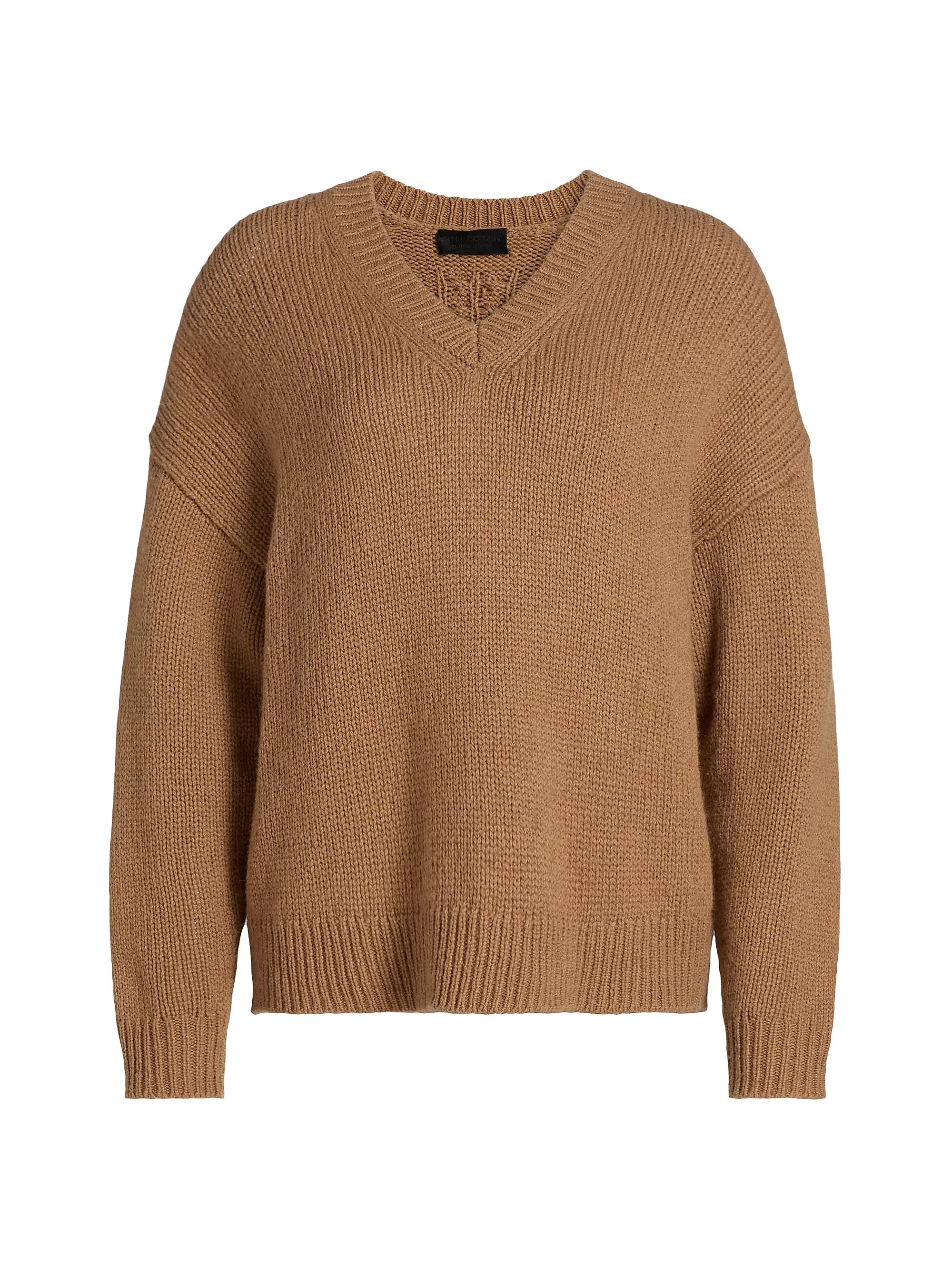 Shagan Camel Hair V-Neck Sweater | Saks Fifth Avenue