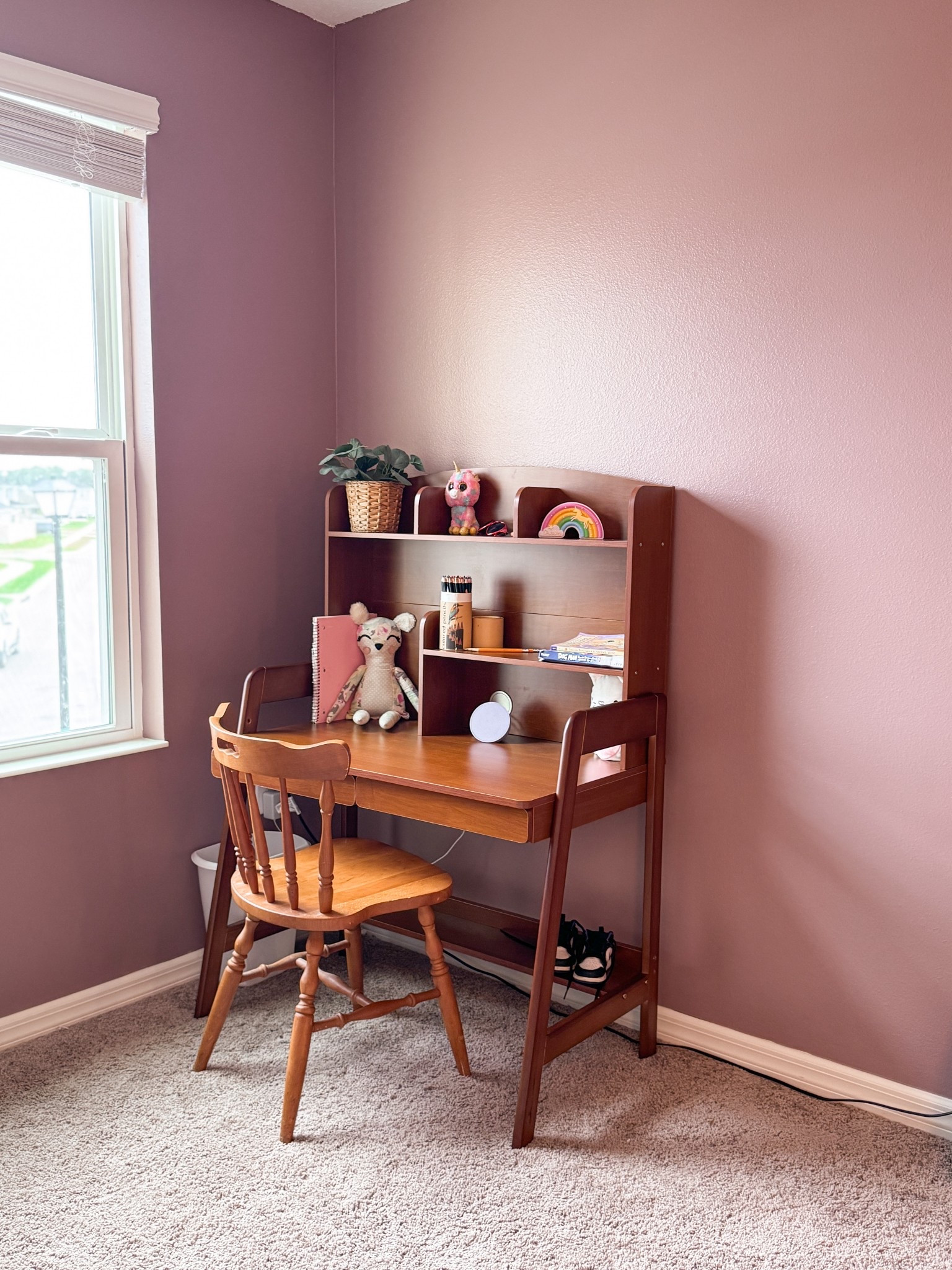 Little girl’s desk. Perfect size for a girls room. Chair was thrifted, color is Rosaline Pearl by Sherwin Williams

#LTKFamily #LTKKids #LTKHome