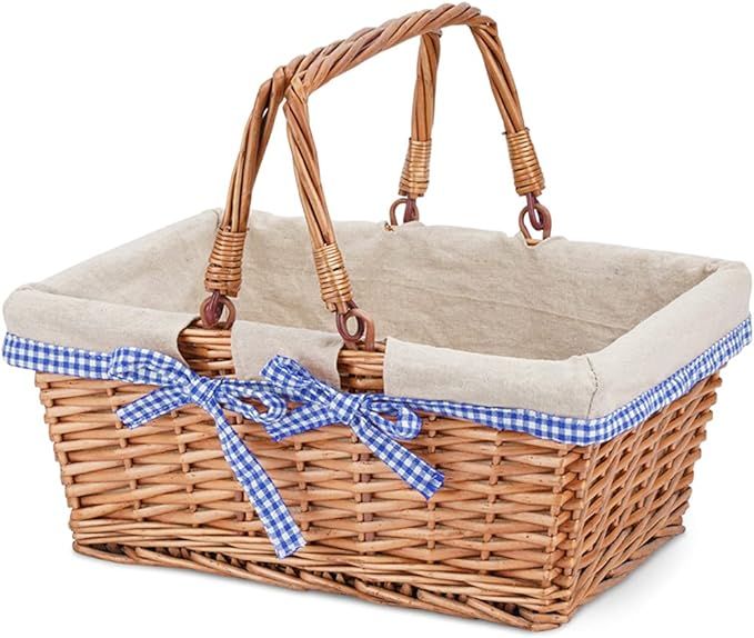 G GOOD GAIN Picnic Basket with Folding Handles, Willow Hand Woven Easter Eggs Candy Basket, Bath ... | Amazon (US)