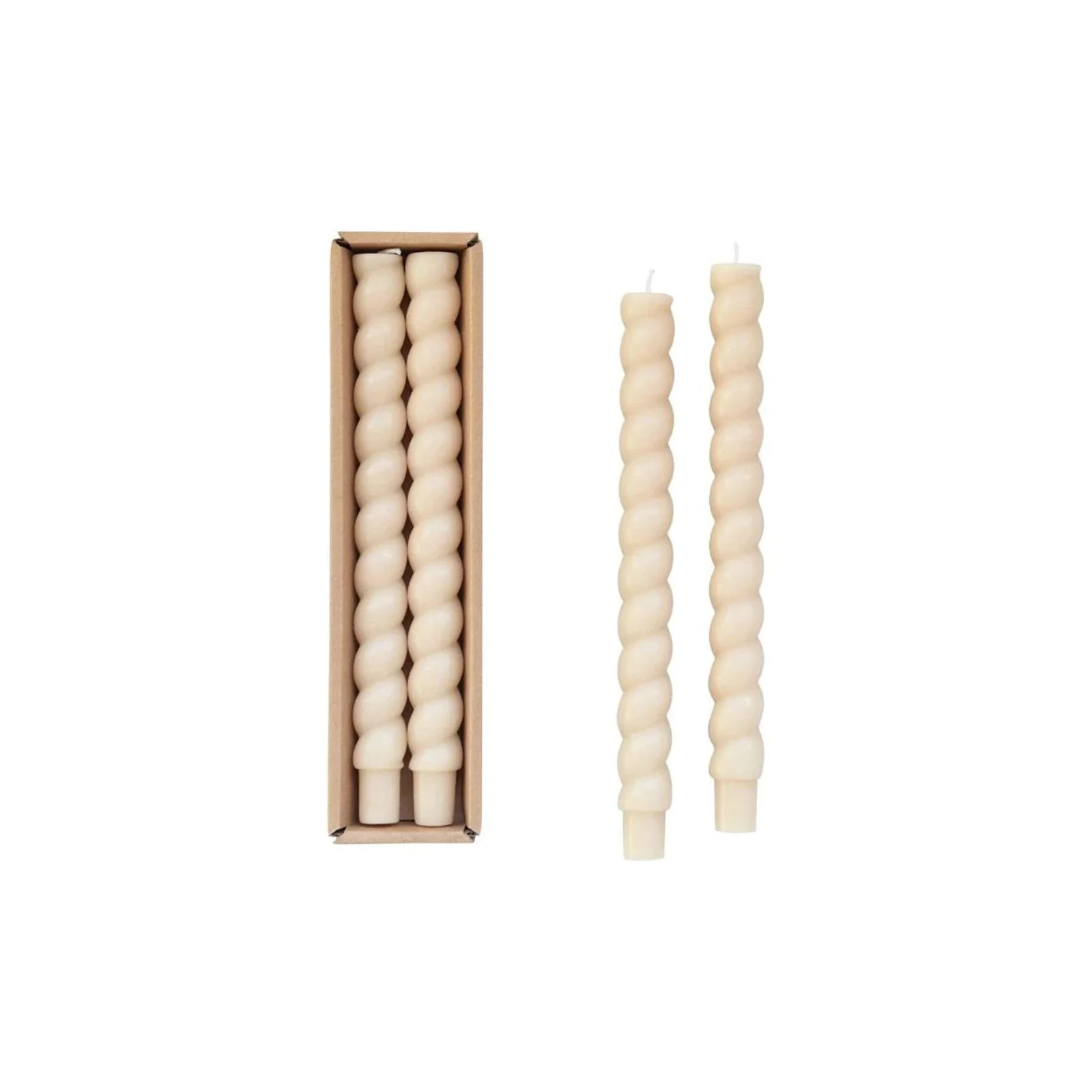 Cream Twisted Candle Taper - Set of 2 | Brooke & Lou | Brooke and Lou