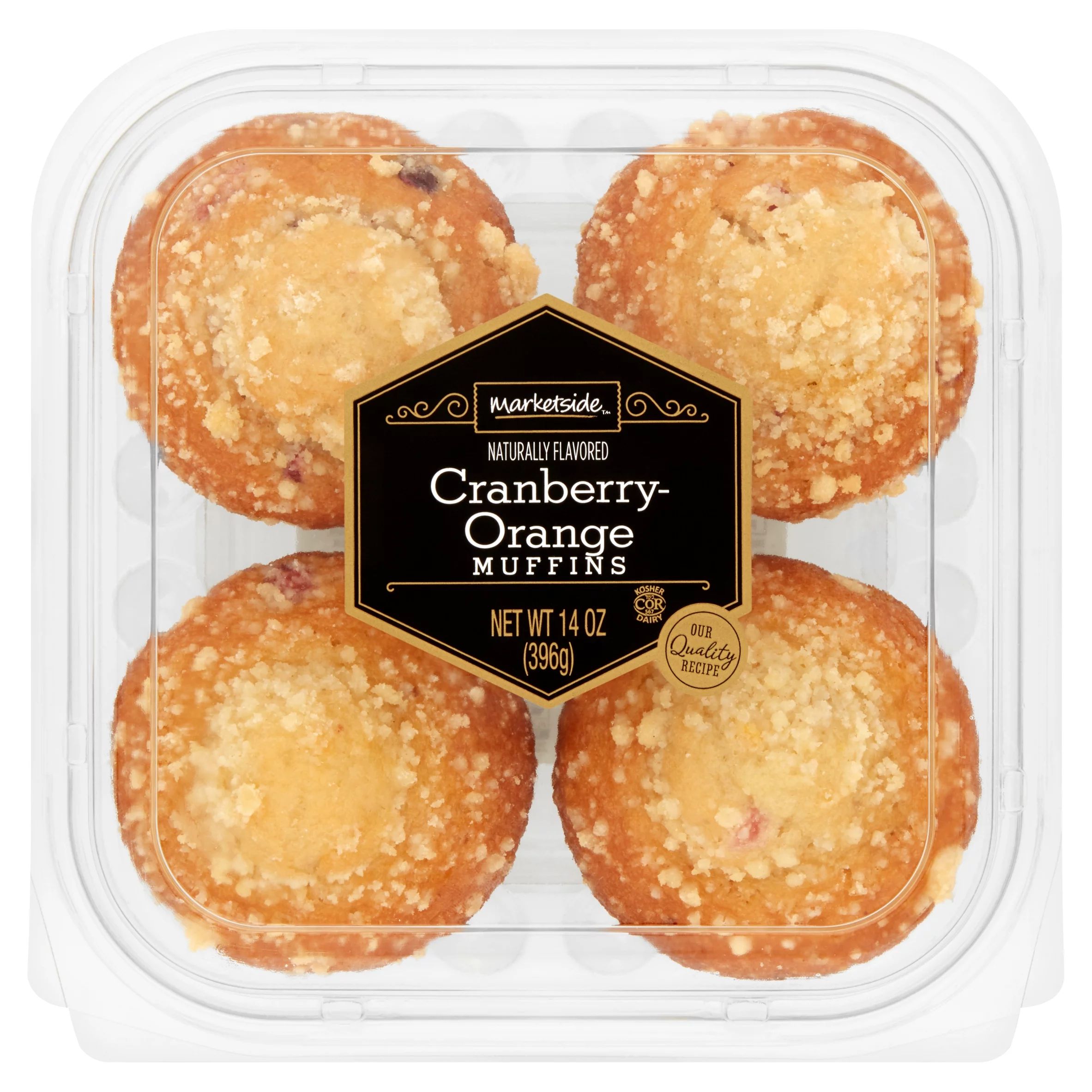 Marketside Cranberry-Orange Muffins, 14 oz, 4 Count - Walmart.com | Walmart (US)