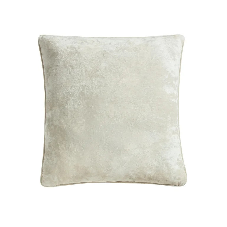 Way to Celebrate 20" x 20" Ivory Crushed Velvet Decorative Pillow | Walmart (US)